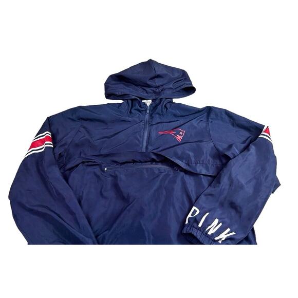 New England Patriots Victoria's Secret PINK Hoodie Sz Small Pullover Jacket Navy - Picture 7 of 11